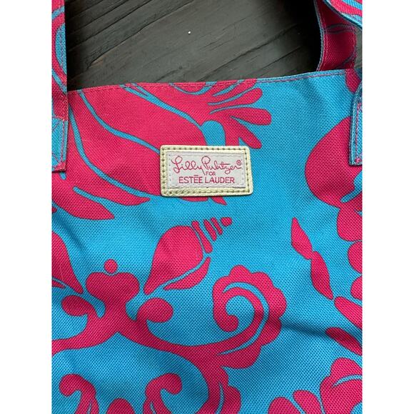 Lilly Pulitzer & Estee Lauder Tote Bag - Limited Edition - Blue/Pink - Picture 4 of 4